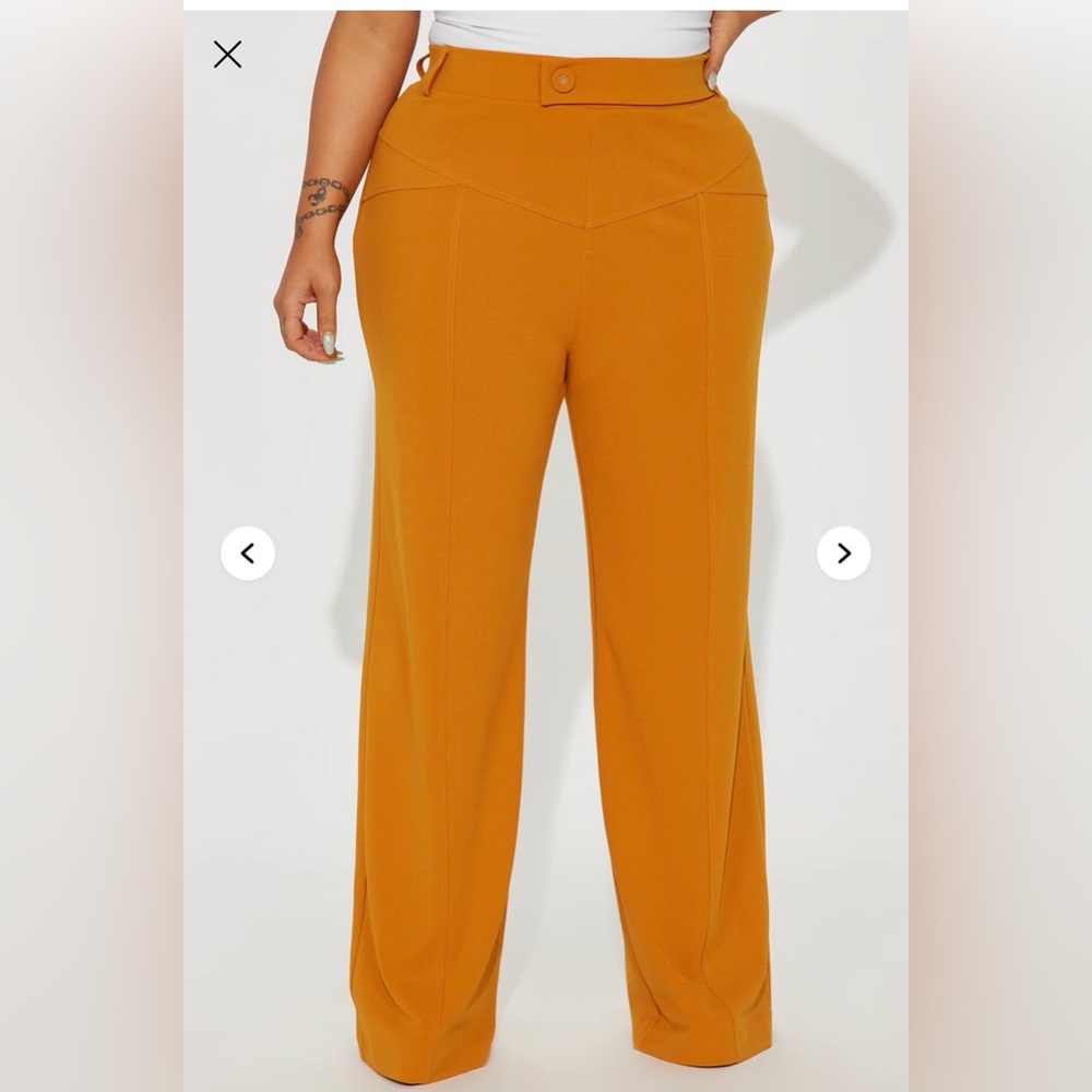 Fashion Nova Wide-Leg Ponte Pants — Mustard Gold
